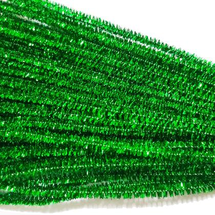 Imagem de Limpadores de cachimbo Carykon Glitter Tinsel 30 cm 200 unidades verdes