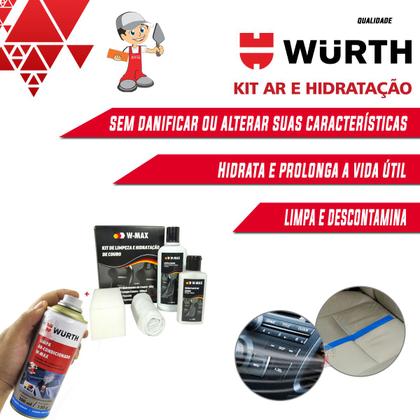 Imagem de Limpeza e hidratação De Couro Wurth Produto para limpar e hidratar couro + Limpa ar condicionado