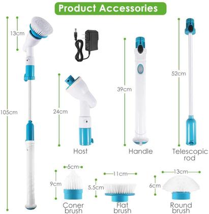 Imagem de Limpeza elétrica turbo esfrega escova ajustável à prova dwireless água de carregamento sem fio limpo banheiro cozinha cl