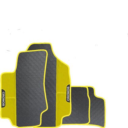 Imagem de Lindo jogo tapete carro automotivo amarelo fiat cronos 2017 a 2022 todos  emborracahdo ecologico