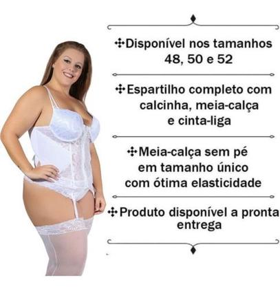 Imagem de Lingerie Espartilho Plus Size Completo Com Meia 7/8 e Abertura em Zíper - Fitmoda