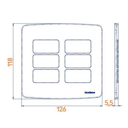 Imagem de Linha B3 Conj 44 Placa p/ 6 Módulos Horizontais - Margirius
