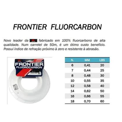 Imagem de Linha De Pesca Japonesa Leader X-BRAID Frontier Fluorocarbon N 14 0,62mm 50lb Carretel C/ 50m