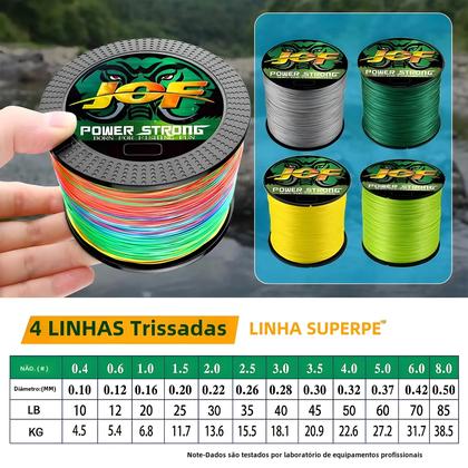 Imagem de Linha de Pesca Multifilamento Jof - 300m e 100m - 4 Fios Trançados