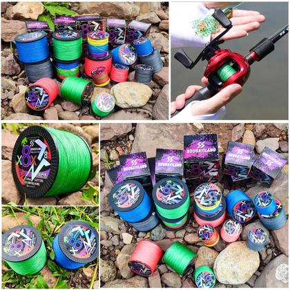 Imagem de Linha De Pesca Trançada Sougayilang 66LB X4 X8 Multifilamento PE Para Bass, Pike E Carpa 100/300/500