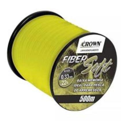 Imagem de Linha Fiber Soft Monofilamento Crown Amarela 0,26 14ib 500m