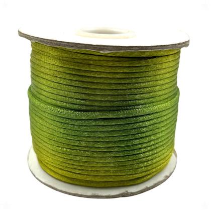 Imagem de Linha Fio Cetim Verde 2mm Cordão Rabo de Rato 1Rolo 45m 107g