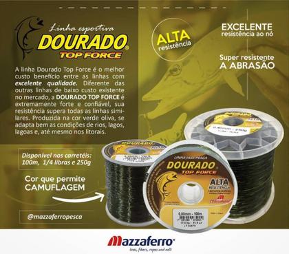 Imagem de Linha Monofilamento Mazzaferro Dourado Top Force 0,90mm 90.3lb/41.0kg - 100 Metros