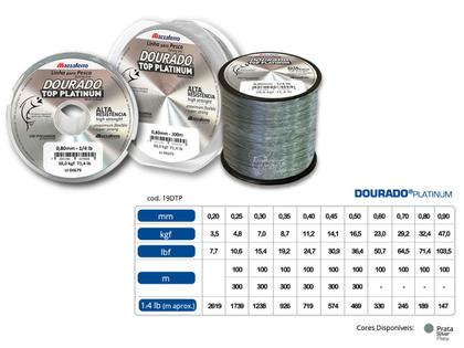 Imagem de Linha Monofilamento Mazzaferro Dourado Top Platinum 0.35mm (19,2lb/8,7kg) - 300 Metros
