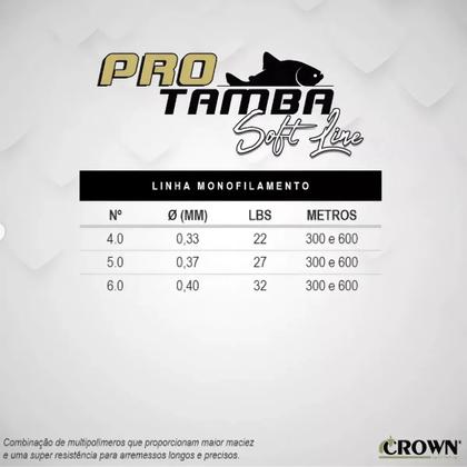 Imagem de Linha Pro Tamba Monofilamento Crown Laranja 0,37 27Ib 600M
