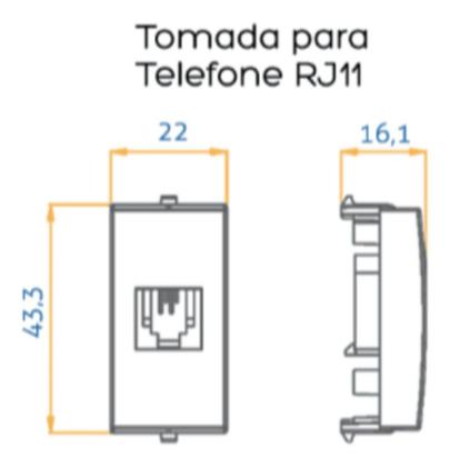 Imagem de Linha Sleek Ebony Preto Módulo Telefone Rj11