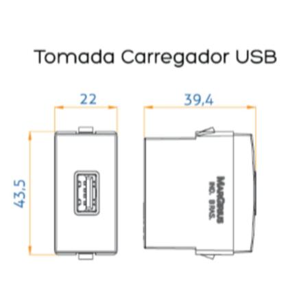 Imagem de Linha Sleek Módulo Tomada Carregador Usb 1A