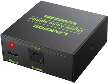 Imagem de Link divisor de áudio digital para Toslink de 3 portas com 4 cabos