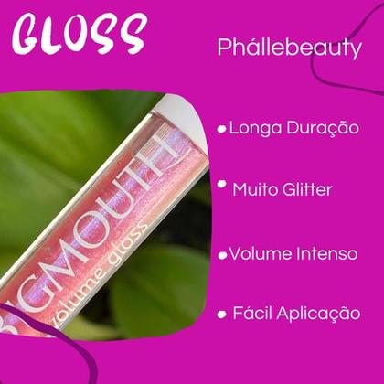 Imagem de Lip Gloss Aumenta Lábios Com Glitter Pink Glow Phallebeauty