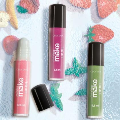 Imagem de Lip Oil Gloss Labial Hidratante De Morango Não Pegajoso Minha Make Odorata 6,5ml REF 2422