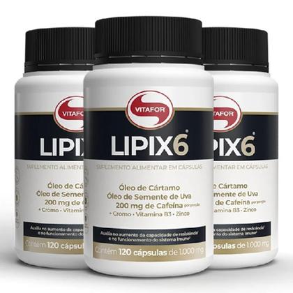 Imagem de Lipix 6 de 1 g (Cafeína, Óleo de Cártamo, Óleo de Semente de Uva) com 120 cápsulas -Vitafor