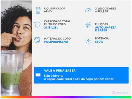 Imagem de Liquidificador Arno Power Mix LQ11 2L Vermelho - 127V 2 Velocidades 550W 