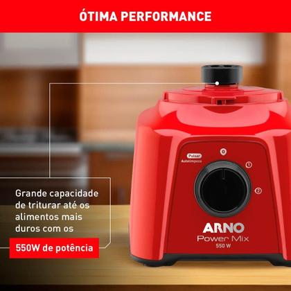 Imagem de Liquidificador Arno Power Mix LQ11 550W 2L 2 Velocidades Vermelho 127V
