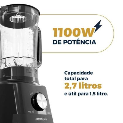 Imagem de Liquidificador Britânia 1100W 2,7L 4 Velocidades BLQ1100 110V