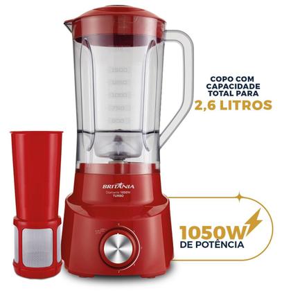 Imagem de Liquidificador Britânia Diamante Vermelho 4 velocidades 1050W