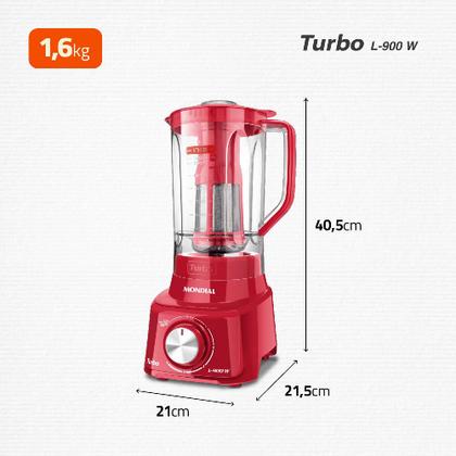 Imagem de Liquidificador com Filtro 900W 2.7L Mondial Turbo L-900 FR 5 Velocidades Vermelho 127V