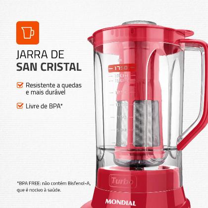 Imagem de Liquidificador com Filtro 900W 2.7L Mondial Turbo L-900 FR 5 Velocidades Vermelho 127V