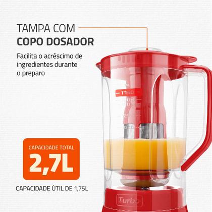 Imagem de Liquidificador com Filtro 900W 2.7L Mondial Turbo L-900 FR 5 Velocidades Vermelho 127V