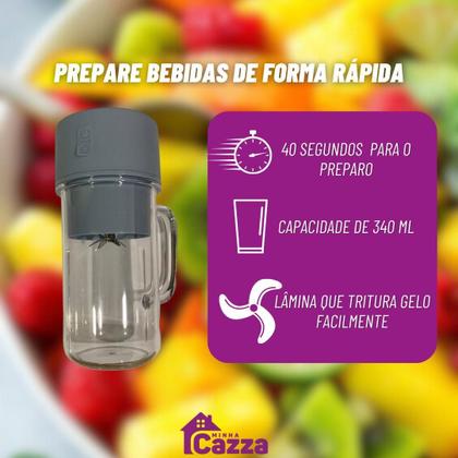 Imagem de Liquidificador Copo com Canudo Mini Juicer 500ml Rosa - MinhaCazza