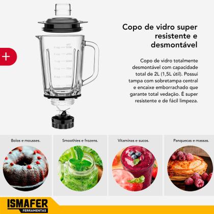 Imagem de Liquidificador Copo De Vidro 1,5 Litros 1000w Gradiente 220v