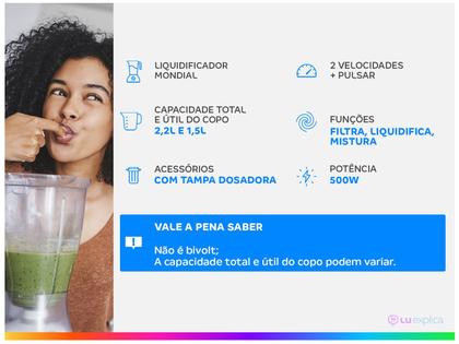 Imagem de Liquidificador Mondial Power 2 L-77 220V Vermelho