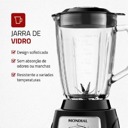 Imagem de Liquidificador Mondial Turbo Glass L-1400-GI 2,2 Litros 1400W com 12 Velocidades