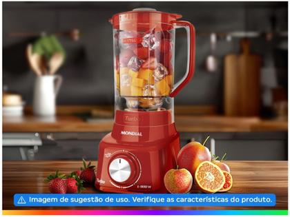 Imagem de Liquidificador Mondial Turbo L-900 FR Copo - Vermelho Com Filtro 05 Velocidades 900W