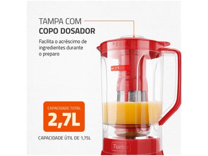 Imagem de Liquidificador Mondial Turbo L-900 FR Copo - Vermelho Com Filtro 05 Velocidades 900W