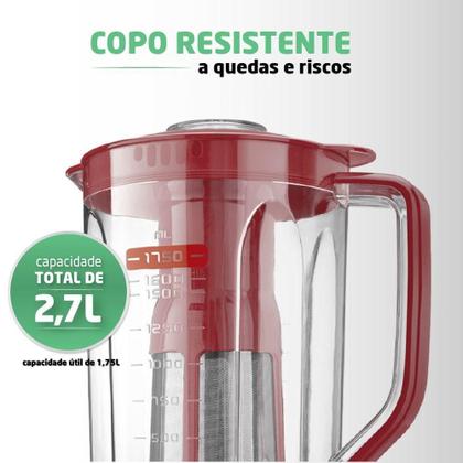 Imagem de Liquidificador Mondial Turbo L-900 Vermelho 127V