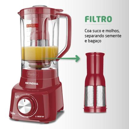 Imagem de Liquidificador Mondial Turbo L-900 Vermelho 127V