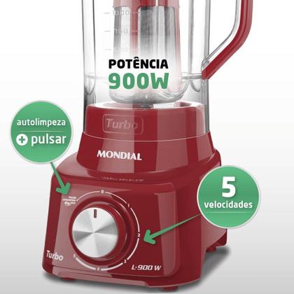 Imagem de Liquidificador Mondial Turbo L-900 Vermelho 127V