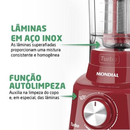 Imagem de Liquidificador Mondial Turbo L-900 Vermelho 127V