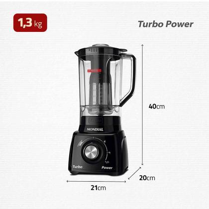 Imagem de Liquidificador Mondial Turbo Power 2,2L 3 Velocidades com Jarra e Filtro 500W