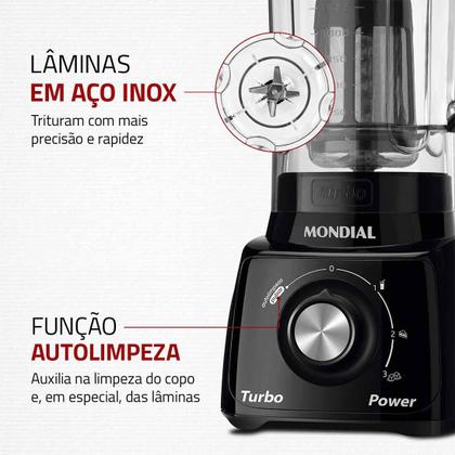 Imagem de Liquidificador Mondial Turbo Power 2,2L 3 Velocidades com Jarra e Filtro 500W