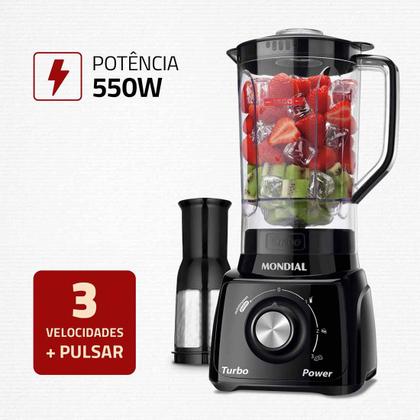 Imagem de Liquidificador Mondial Turbo Power 2,2L 3 Velocidades com Jarra e Filtro 500W