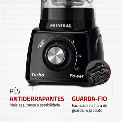 Imagem de Liquidificador Mondial Turbo Power 2,2L 3 Velocidades com Jarra e Filtro 500W