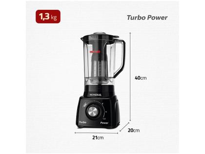 Imagem de Liquidificador Mondial Turbo Power L-99 FB Preto com Filtro 3 Velocidades 500W