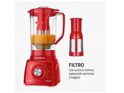 Imagem de Liquidificador Mondial Turbo Power L-99-FR Vermelho com Filtro 3 Velocidades 500W