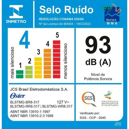 Imagem de Liquidificador Oster Super Chef Vermelho 1,25L BLSTMG-RR8 220V