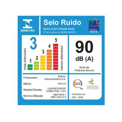 Imagem de Liquidificador Philco 1200W 3L 12 Velocidades Preto Turbo Pro 110V
