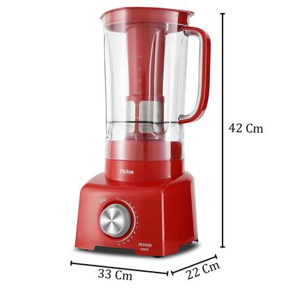 Imagem de Liquidificador Philco Ph900 Com Filtro 3 Litros Função Ice 12 Velocidades 1200 Watts Vermelho 110V