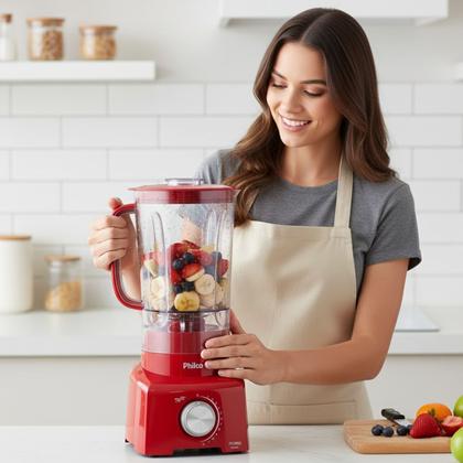 Imagem de Liquidificador Philco Ph900 Com Filtro 3 Litros Função Ice 12 Velocidades 1200 Watts Vermelho 110V