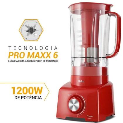 Imagem de Liquidificador Philco PH900 Vermelho 1200W 12 Velocidades 3 Litros