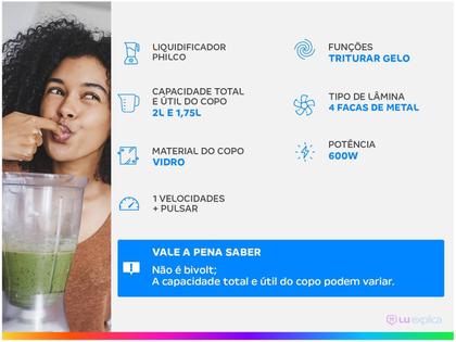 Imagem de Liquidificador Philco PLQ2000 Smart Copo de Vidro Vermelho 600W