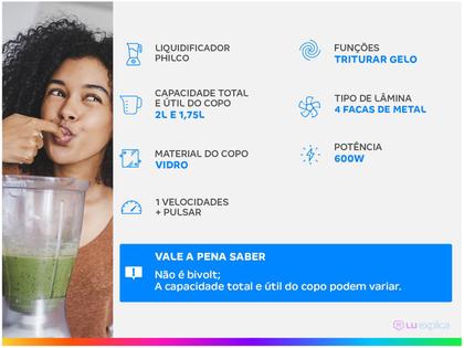 Imagem de Liquidificador Philco PLQ2000 Smart Copo de Vidro